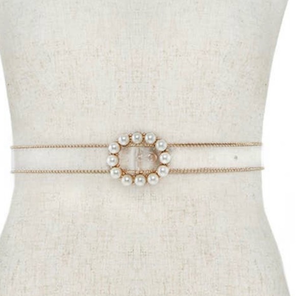 Clear see-through women’s belt with pearl accent. - Picture 3 of 3